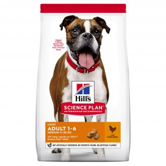 הילס לייט מופחת שומן מזון לכלבים בוגרים – עוף 14 ק"ג Hill's Science Plan Light