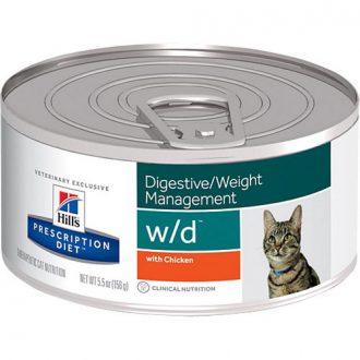הילס חתול רפואי לטיפול בחתולים הסובלים ממשקל גוף עודף שימור 156 גרם W/D