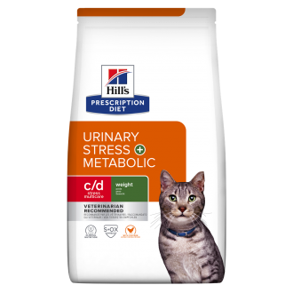 הילס C/D סטרס+מטבוליק מזון יבש לחתולים ייעודי (רפואי) לתמיכה במערכת השתן, משקל תקין והורדת מתח