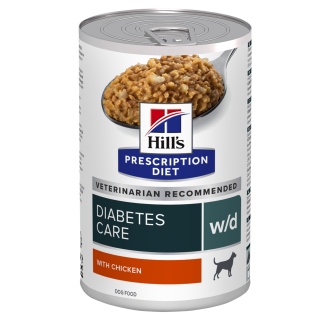 הילס W/D מזון רטוב לכלבים ייעודי (רפואי) לסיוע בשמירת משקל גוף תקין ולתמיכה במצבי סכרת לכלבים 370 גרם