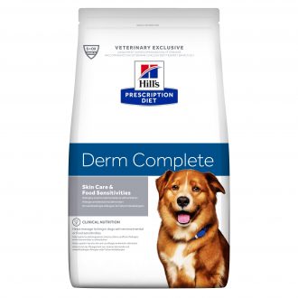 הילס Derm Complete מזון יבש לכלבים ייעודי (רפואי) מסייע במתן מענה גם לאלרגיה סביבתית וגם לאלרגיה תזונתית 12 ק”ג