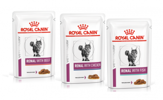 רויאל קנין רנאל פאוץ מזון רטוב לחתולים במגוון טעמים לטיפול במערכת הכליות 85 גרם Royal Canin