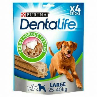 דנטלייף חטיף לכלבים דנטלי לשמירה על בריאות השיניים 4 חטיפים במארז מיועד לכלבים במשקל 25-40 ק”ג