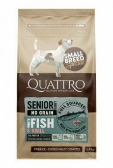 קוואטרו אוכל לכלבים מבוגרים מגזע קטן ללא דגנים – סלמון וקריל 7 ק”ג QUATTRO