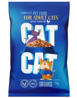 קט קט מזון לחתולים בוגרים – תירס ועוף 1 ק"ג CAT CAT