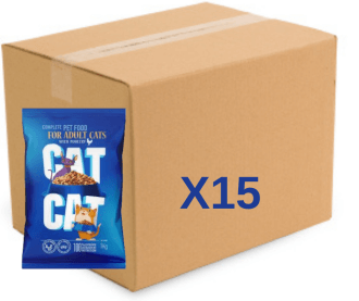 קט קט מזון לחתולים בוגרים – תירס ועוף 15 ק"ג מחולק לאריזות של 1 ק"ג CAT CAT