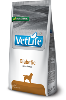 וט לייף דיאבטיק מזון יבש ייעודי (רפואי) לסיוע בשמירת משקל גוף תקין ולתמיכה במצבי סכרת לכלבים 12 ק"ג Farmina Vet Life Diabetic