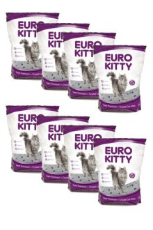 חול קריסטל לחתול 3.8 ליטר מארז חיסכון 8 שקיות חול – יורו קיטי Euro kitty