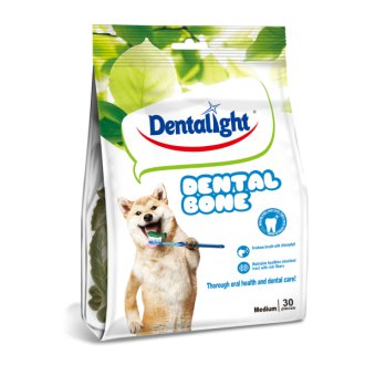דנטל בון M חטיף דנטלי לכלבים בצורת עלה 30 יחידות באריזה – DENTALIGHT