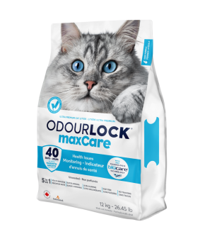 אודור לוק חול חתולים מתגבש כולל זיהוי דם וסוכר בשתן 12 קילו OdourLock MaxCare