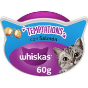 ויסקאס טמפטיישן חטיף קראנצ'י לחתול בצורת כריות - סלמון 60 גרם Whiskas